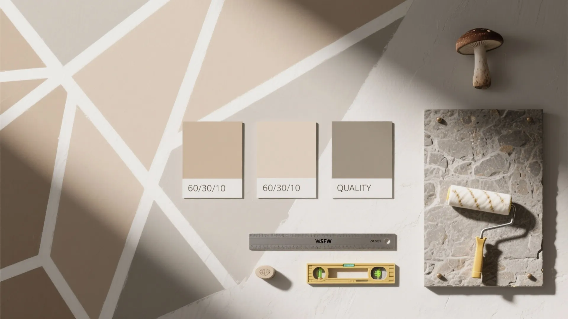 Muted Geometric Murals with Gentle Contrast