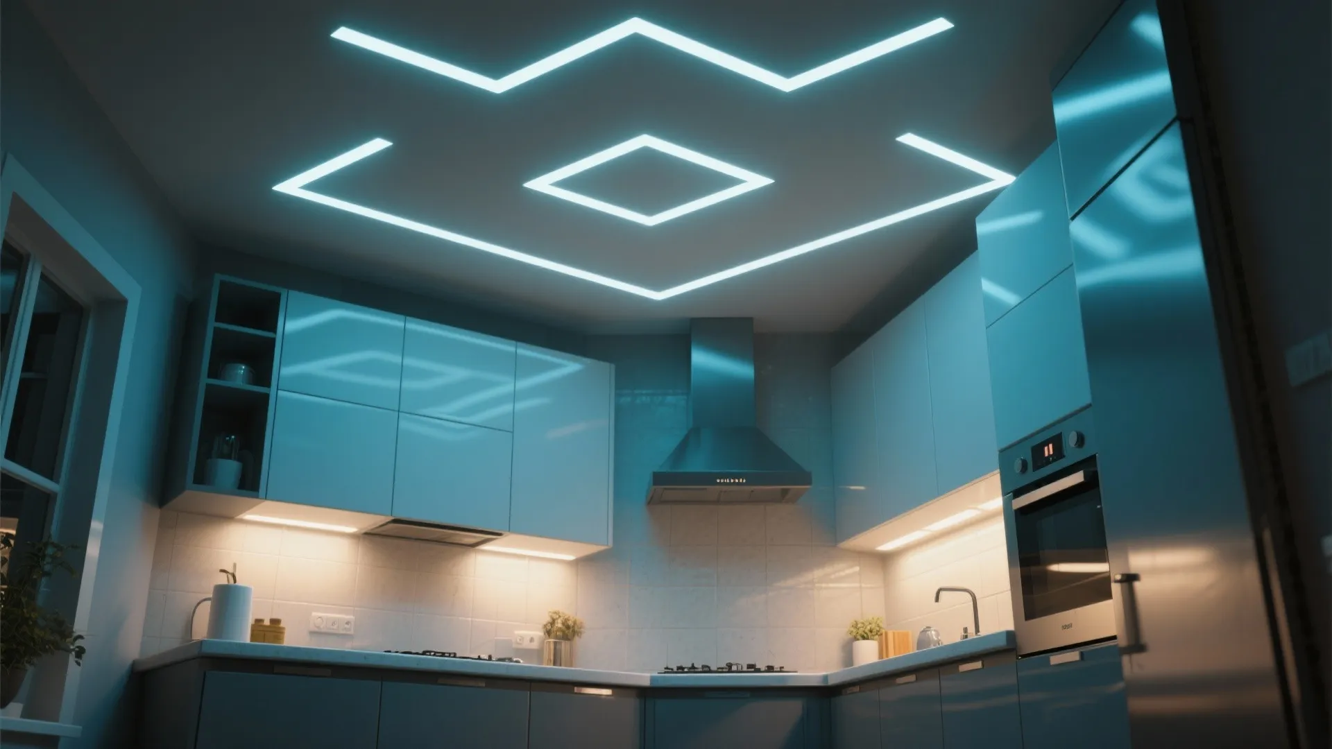 5. Recessed LEDs with Geo Patterns
