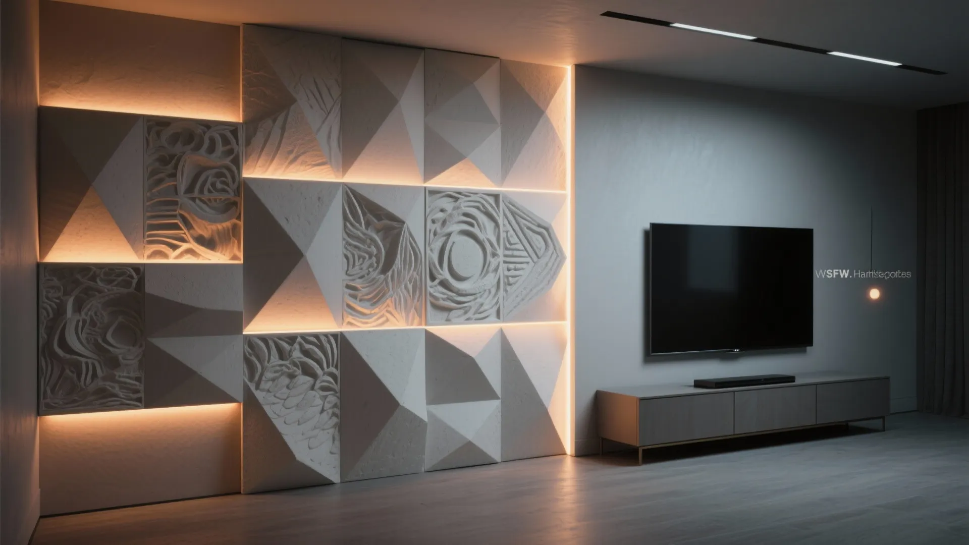 Geometric Relief POP Panels with Hidden Lighting
