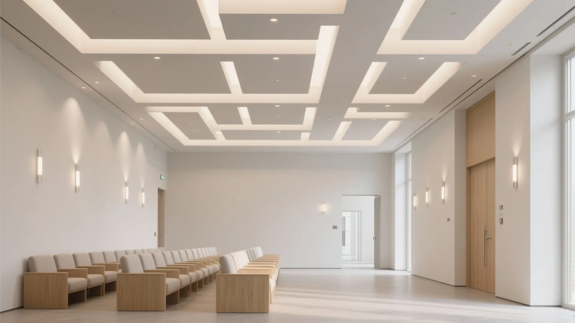 Geometric POP Panels to Subtly Zone the Hall