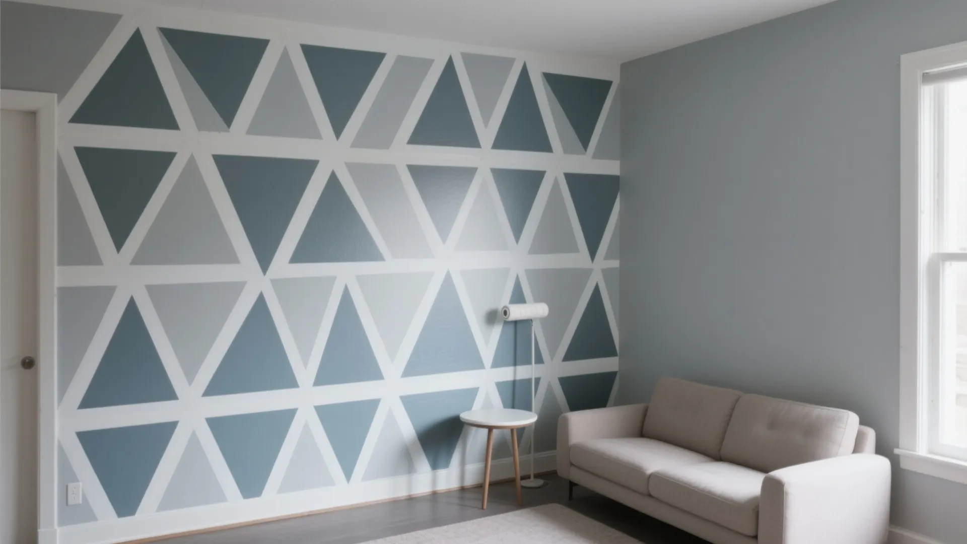 Geometric Stencil Roller Accent Wall