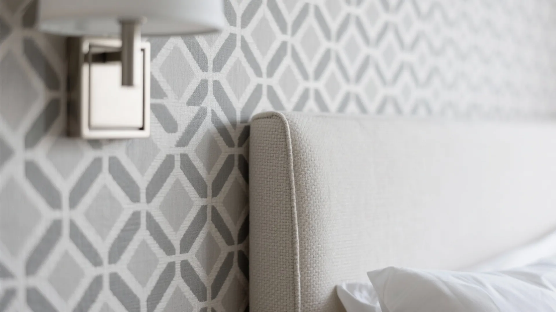 Soft Geometric Patterns for a Calm Headboard Wall