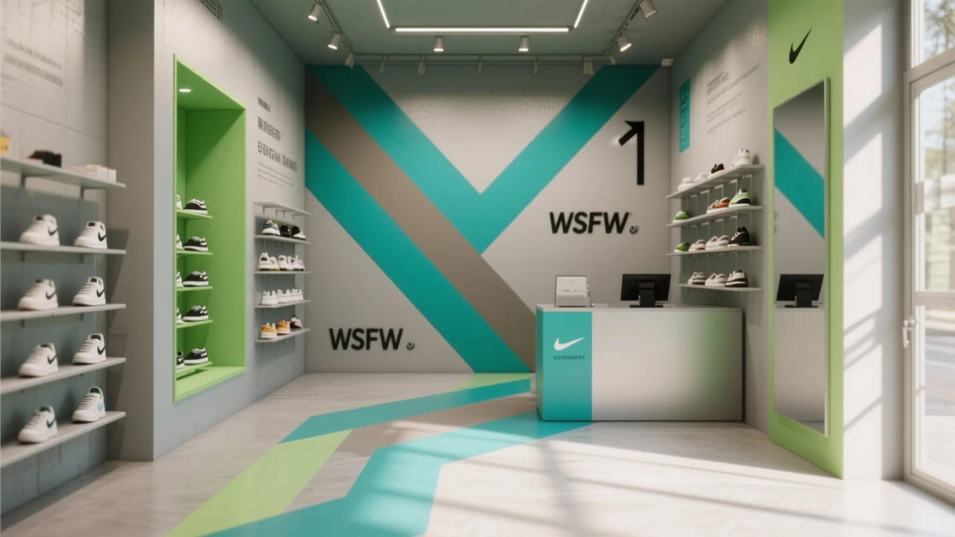 Geometric Feature Wall for Wayfinding & Zoning