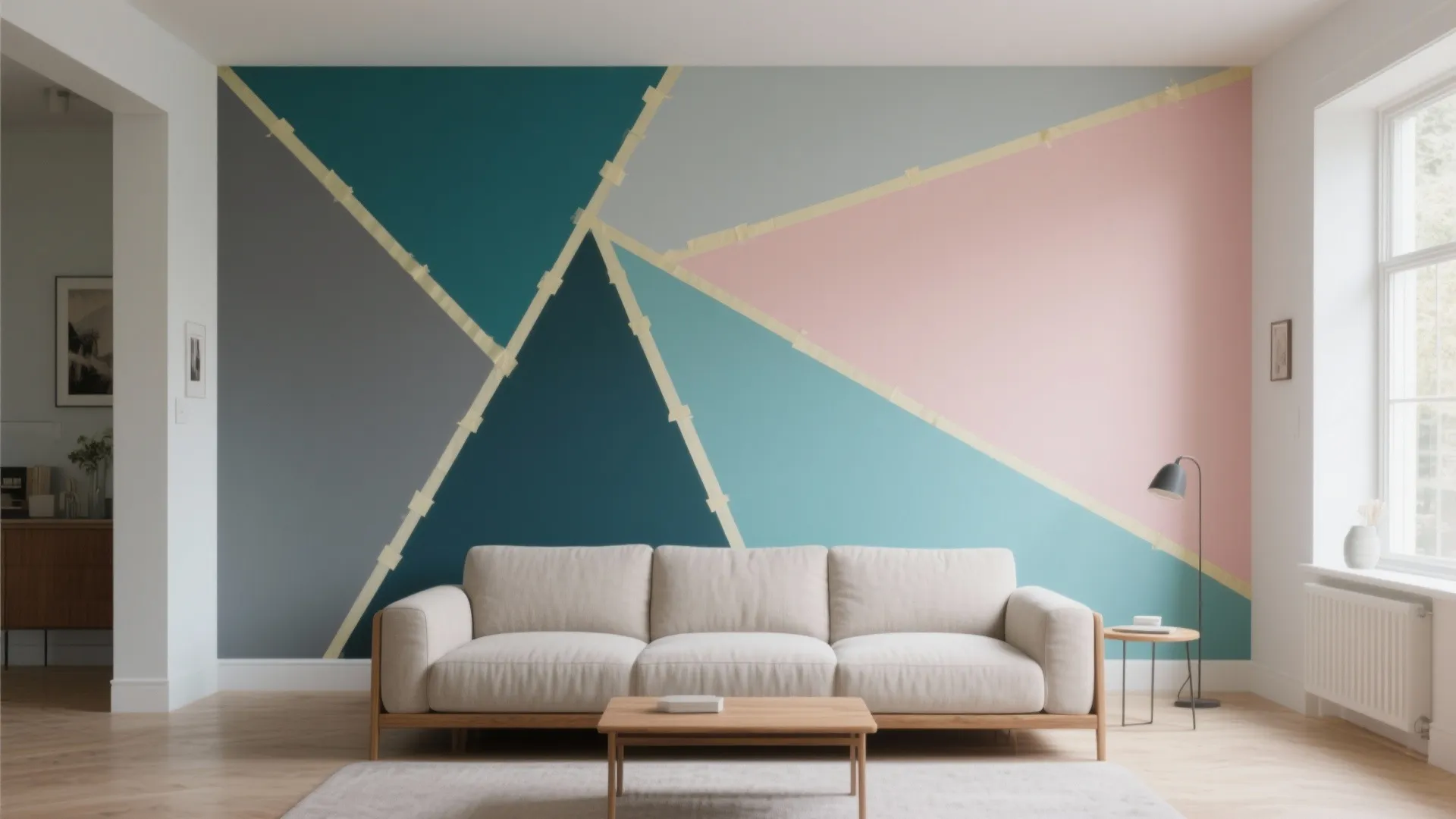 Geometric Accent Wall with Painter’s Tape