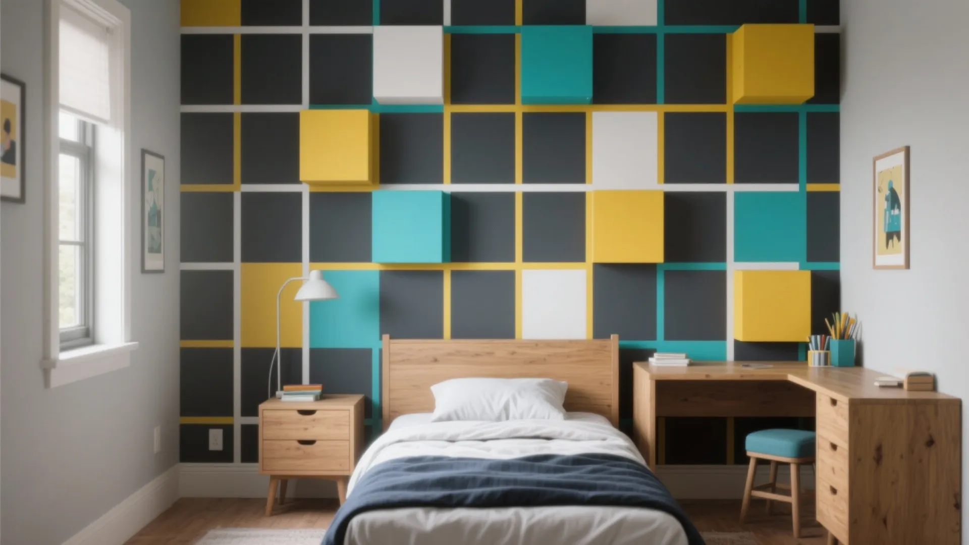 Geometric Accent Wall (Stripes, Triangles, Grids)