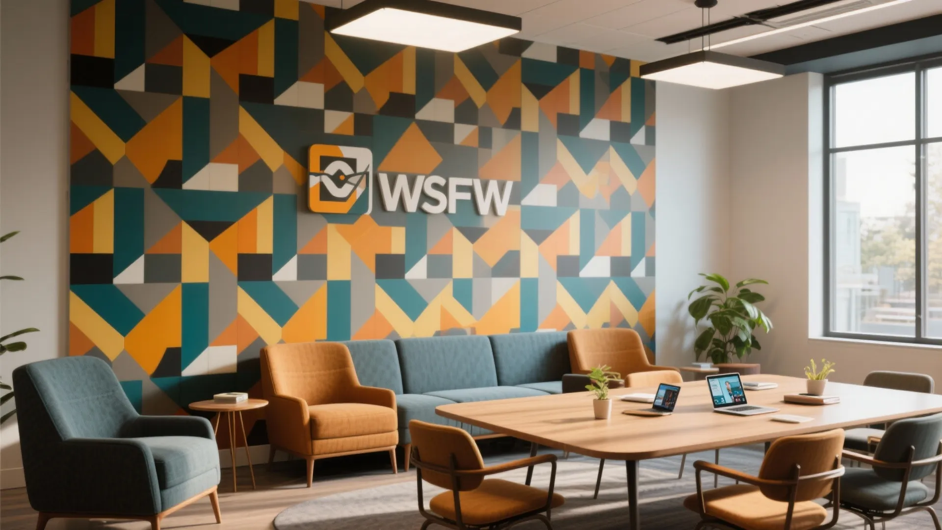 2. Bold Accent with Geometric Patterns