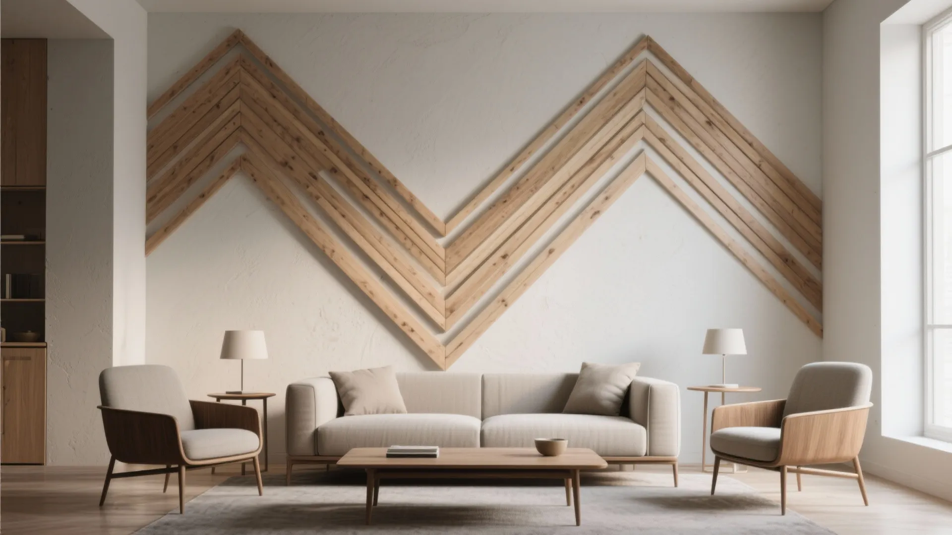 4. Mix wood with paint or plaster for a geometric accent