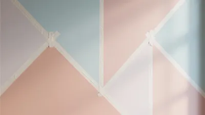 Soft Geometric Wall Paint Design with Pastel Tones