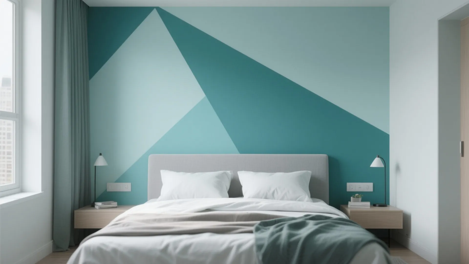5. Painted Accent Wall with Geometric Patterns