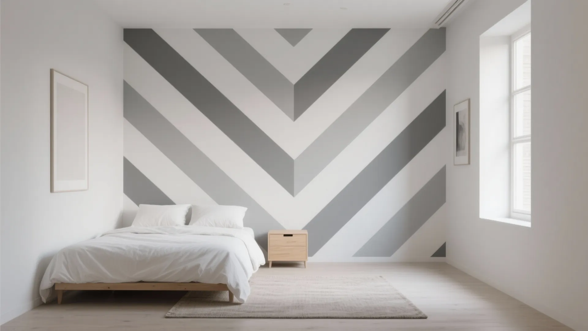 Geometric accent walls to stretch proportions