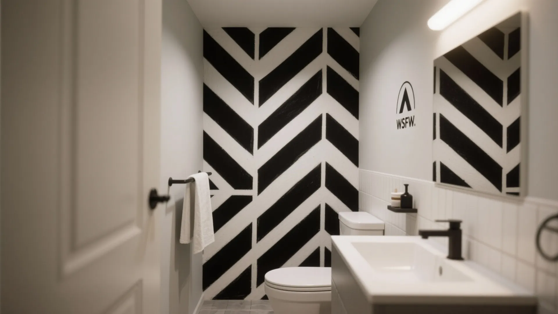 3. Geometric Black Accent Wall