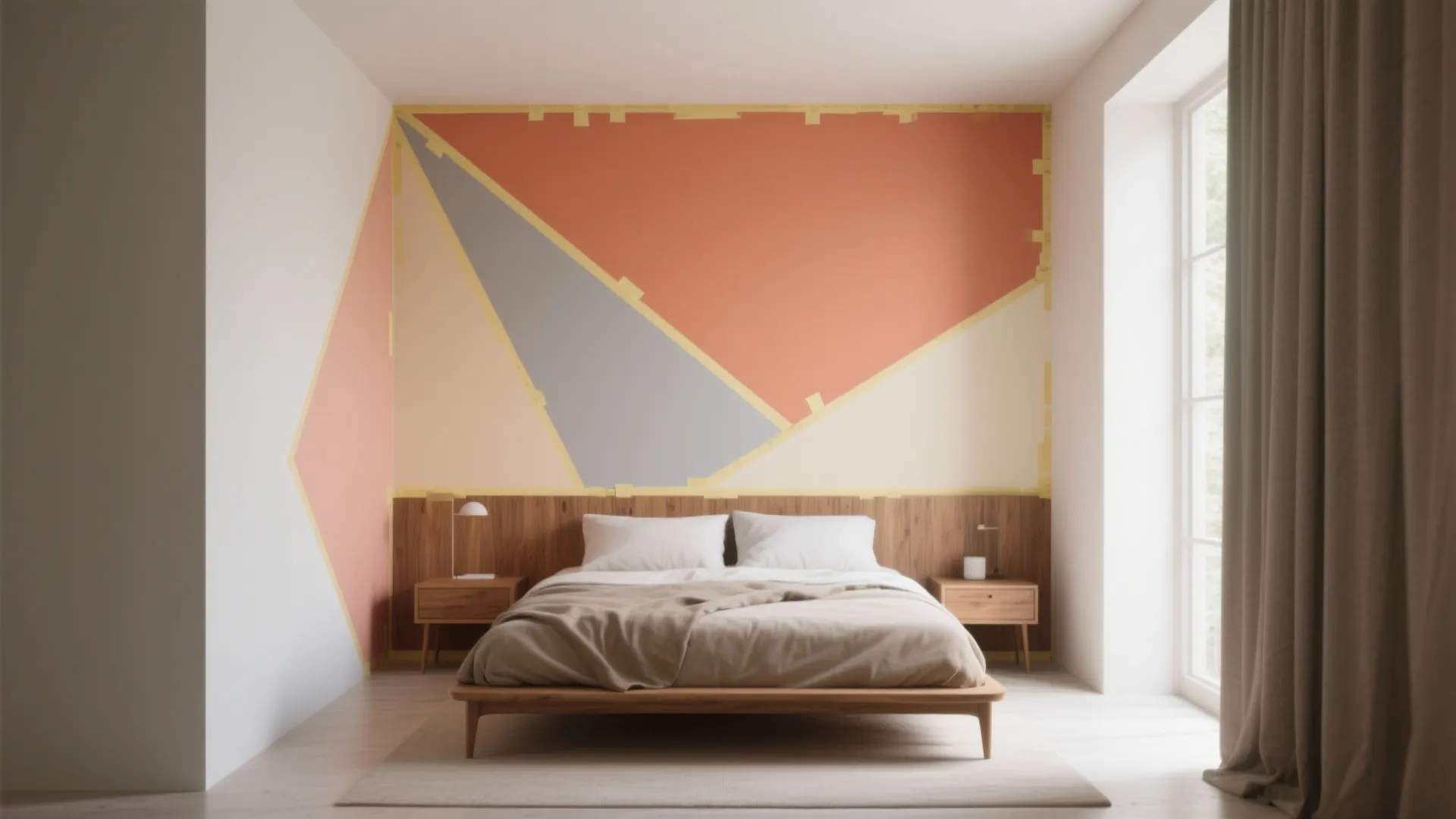 2. Geometric Color-Block Accent