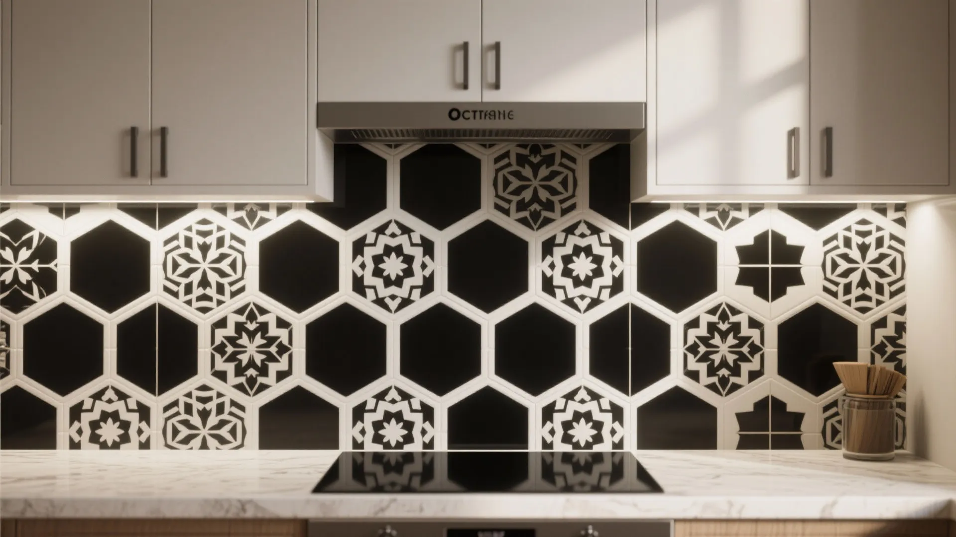 2. Graphic Black-and-White Geometric Tile