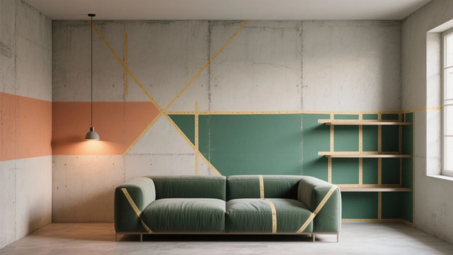 3. Geometric stencils and color blocking on cement