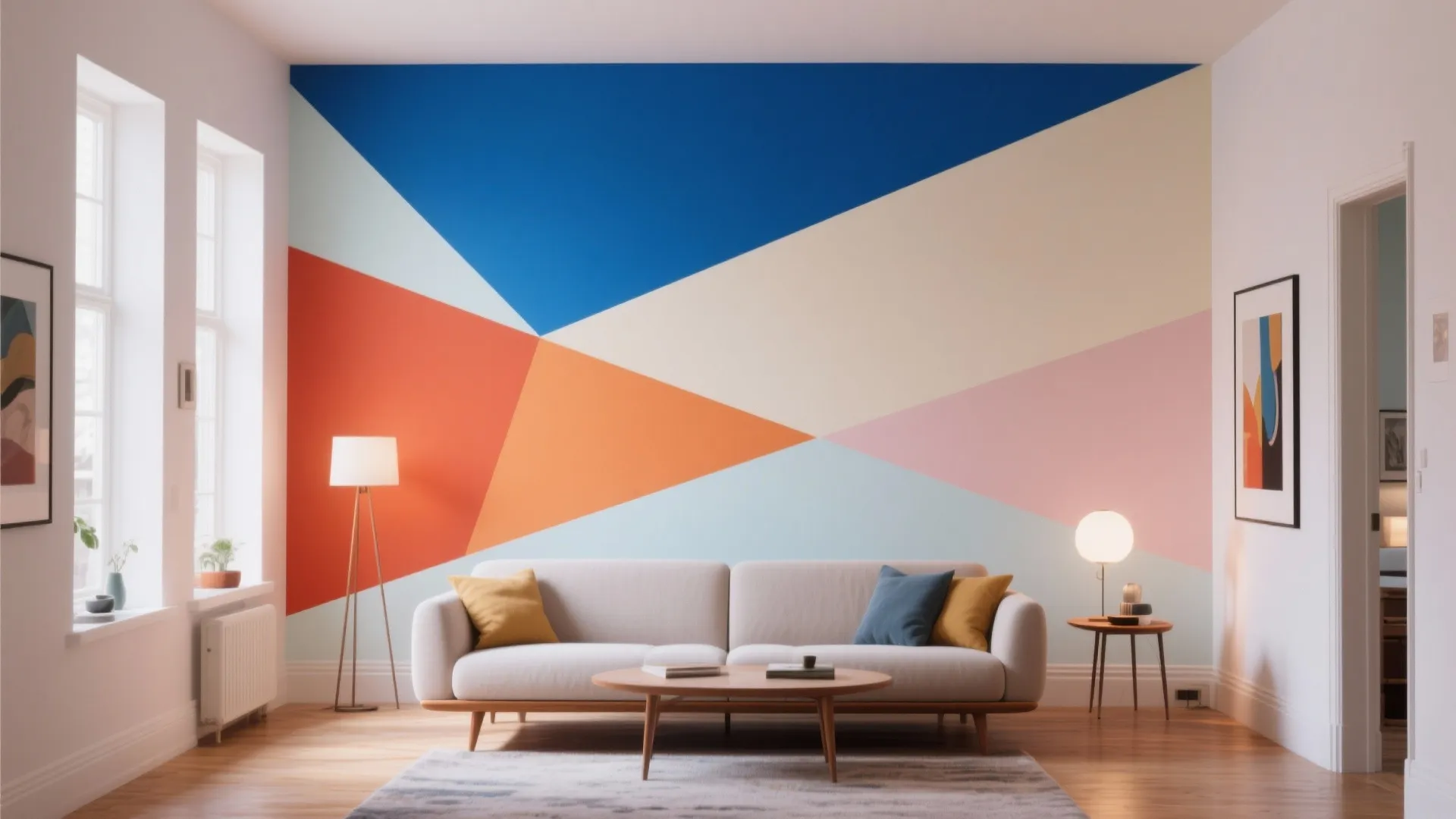 2. Geometric Color-Block Mural