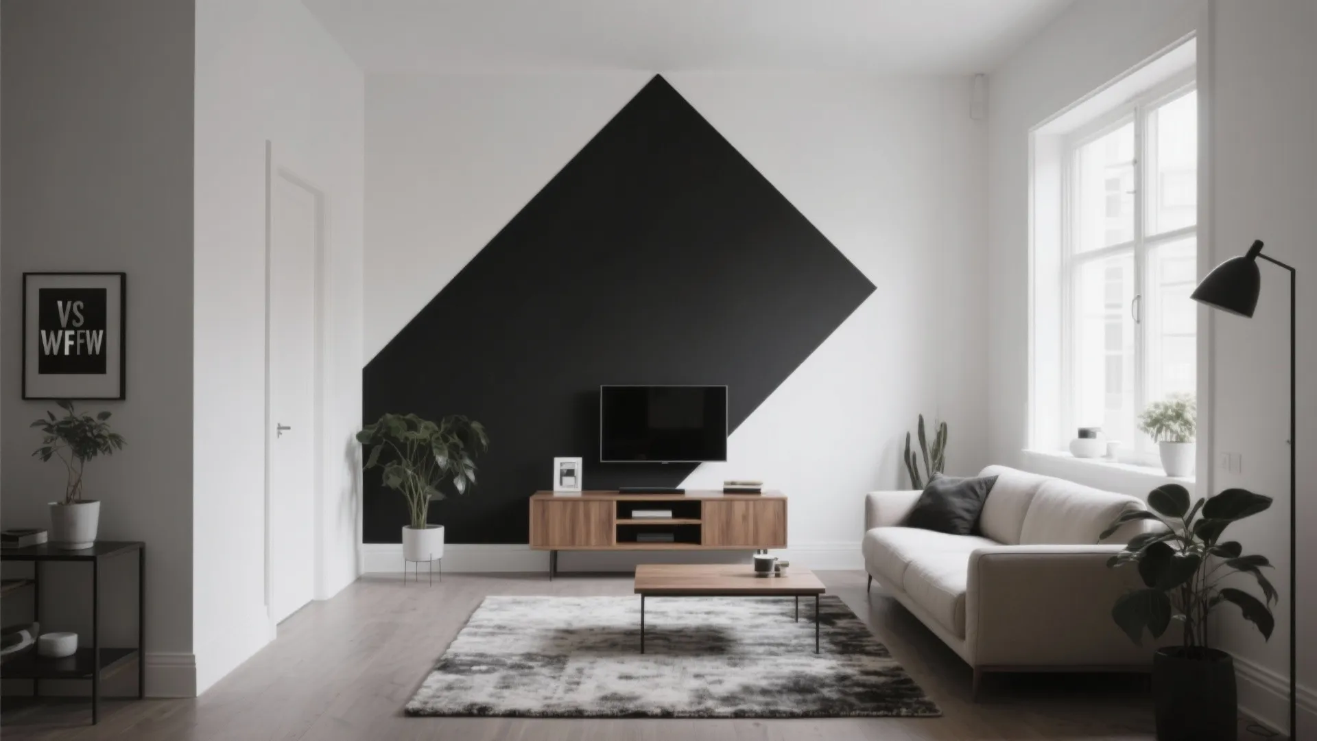 Bold Geometric Black-and-White Wall Pattern
