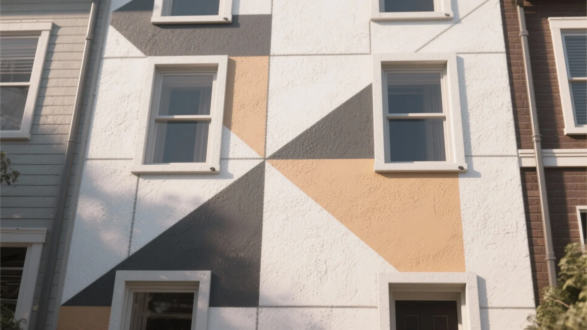 Minimalist Geometric Facade Mural
