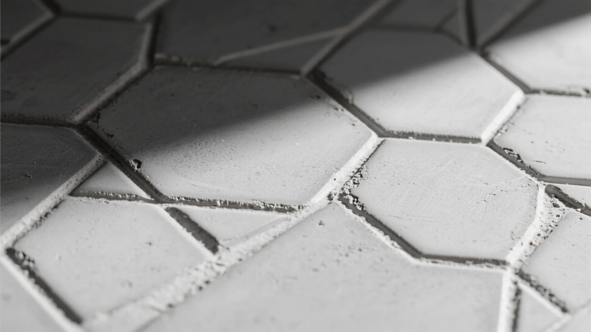 Geometric 3D cement-look tiles for feature walls