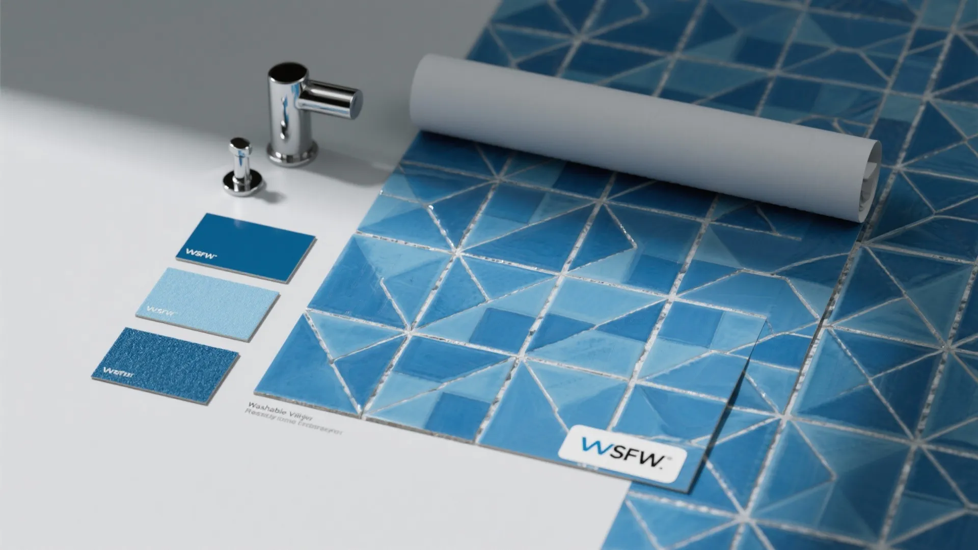 4. Geometric Blue Tile-Print for Modern Flair