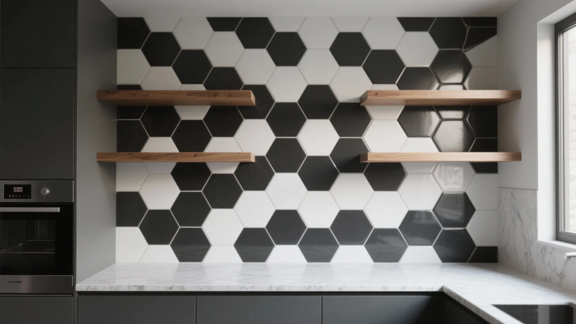 Bold geometric tile patterns for a focal wall