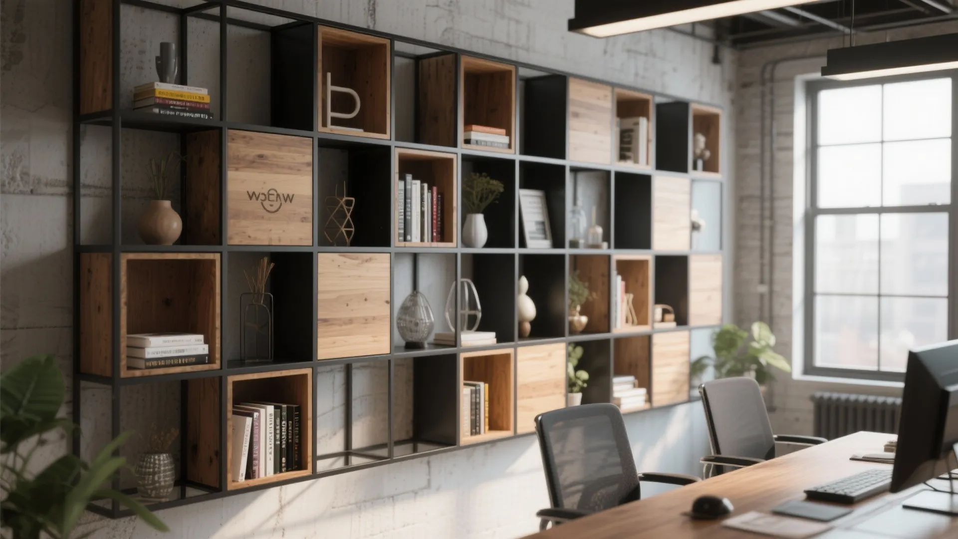 Geometric Grid Shelves