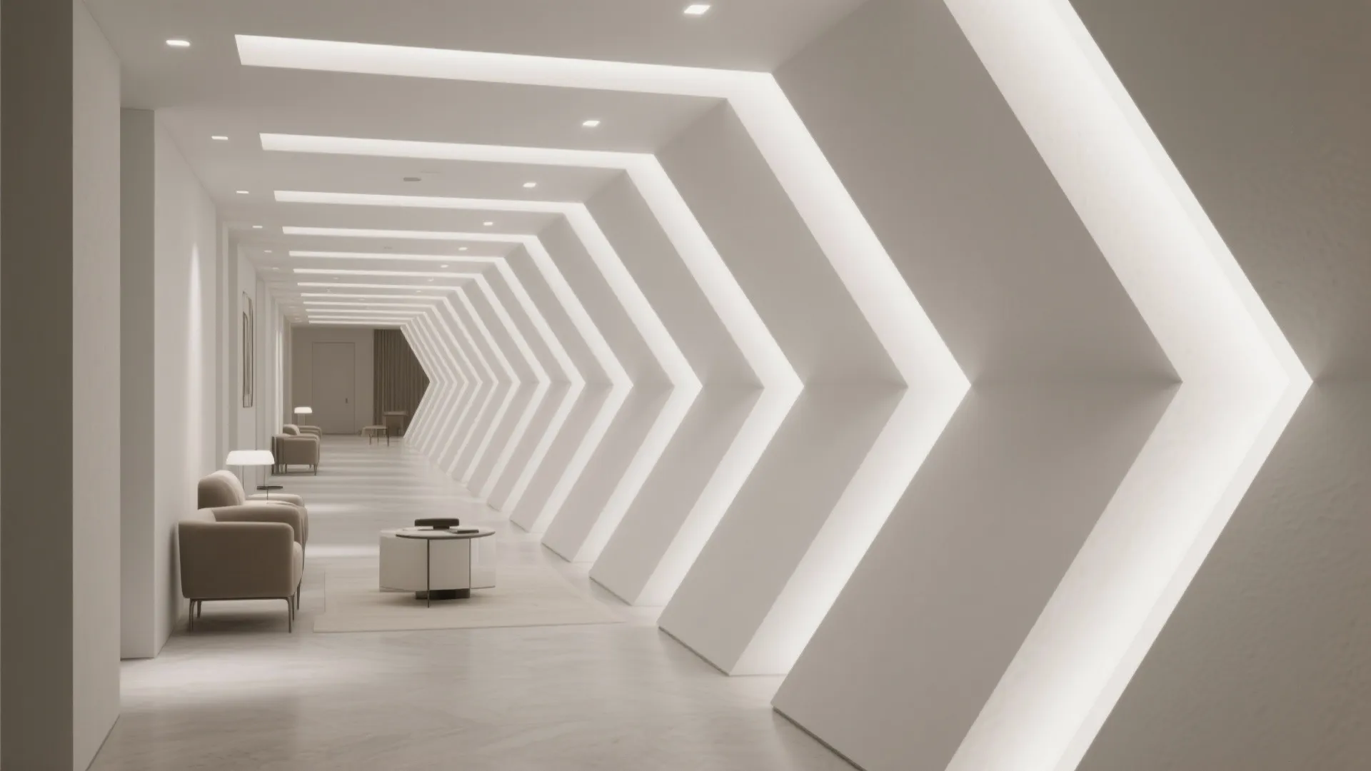 Geometric Gypsum Panels with Layered Downlights