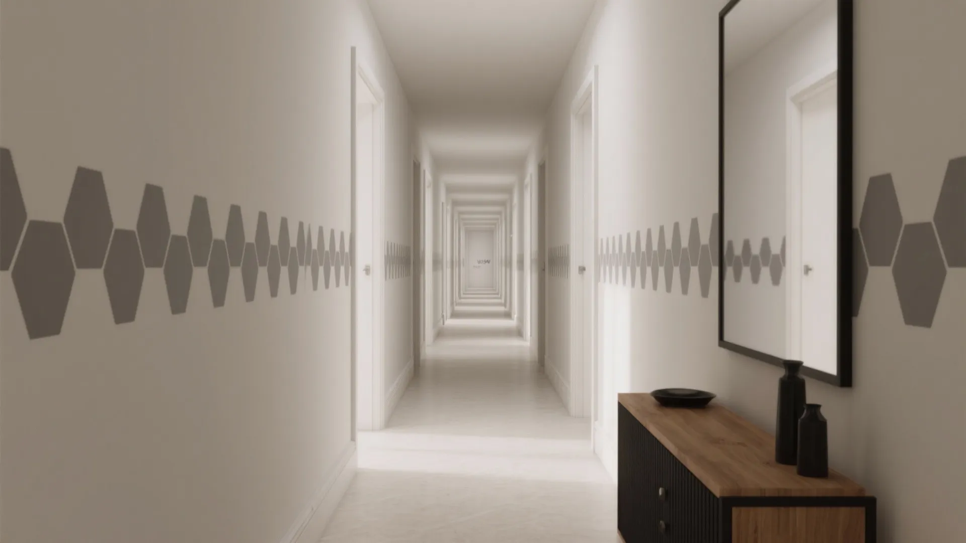 Bold Geometric Stencils for a Long Hall