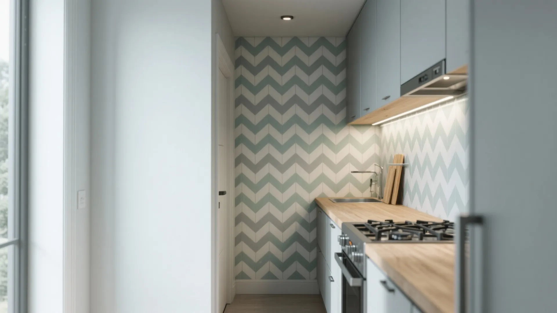 2) Geometric Backsplash Wall for Kitchens