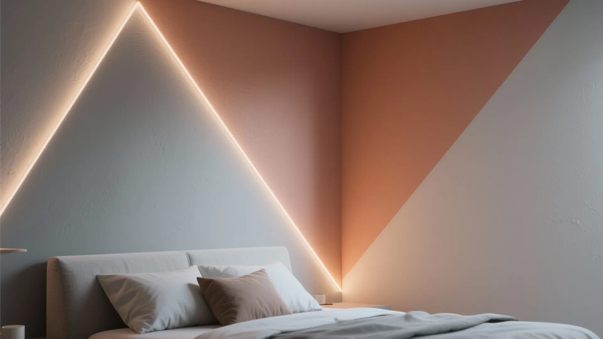 3. Painted Geometric Accent with Integrated Lighting