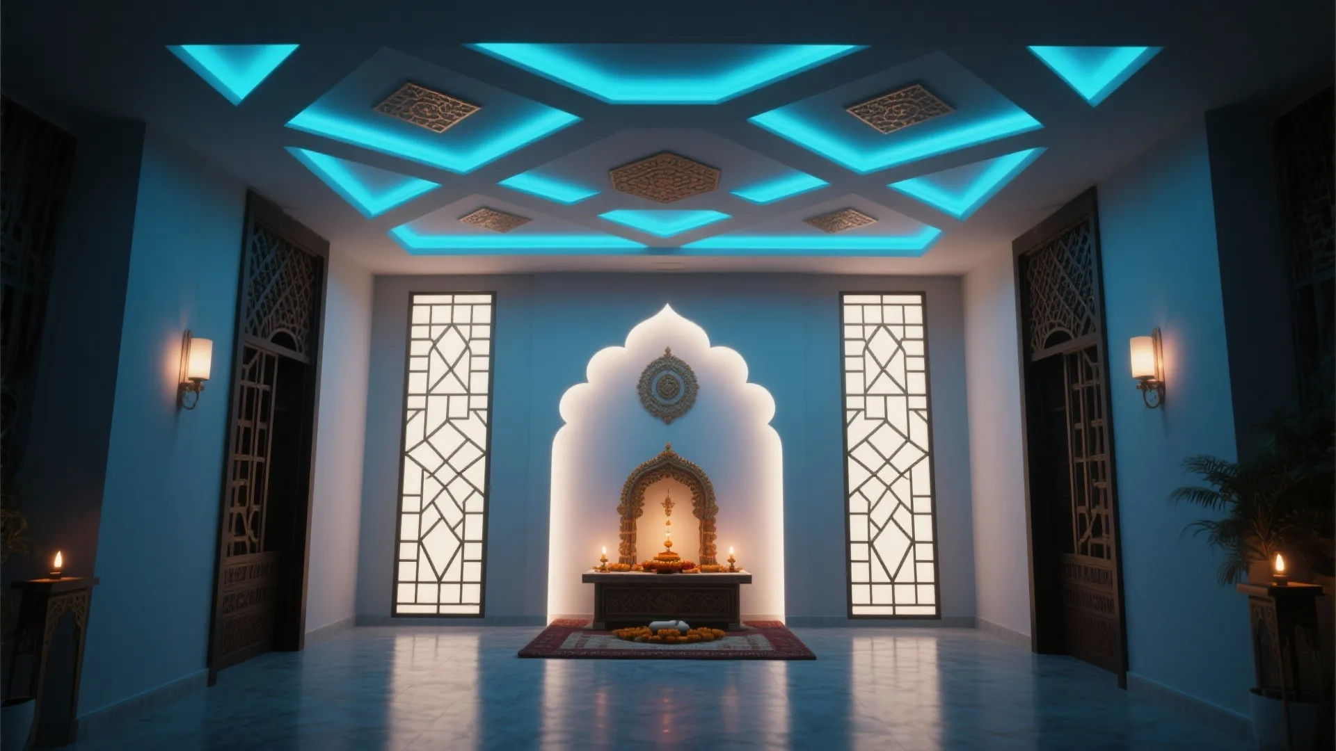 4. Geometric LED Panel Ceiling