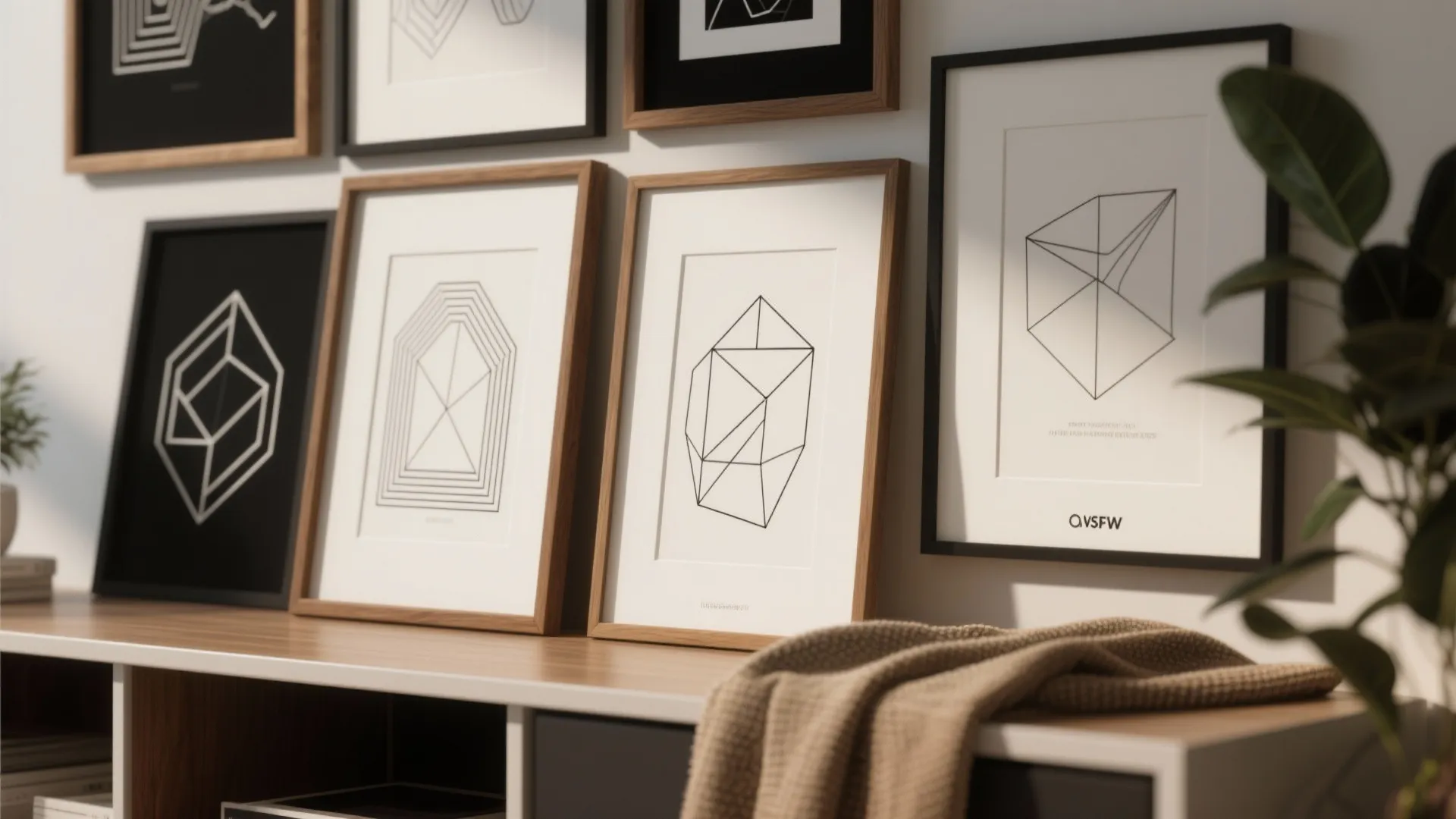 3. Geometric line art in mixed frames