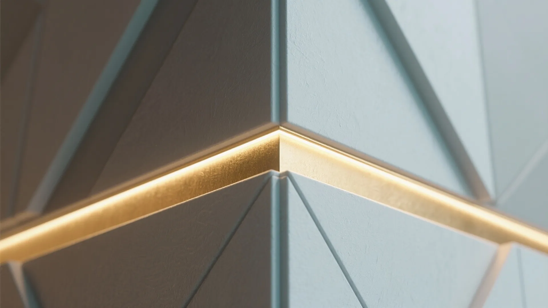 Geometric Accent Wall with Metallic Highlights