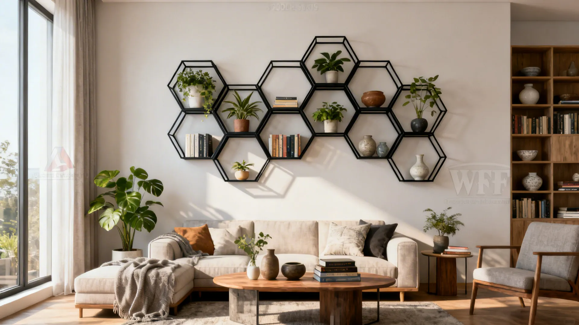 3. Geometric Metal Shelving