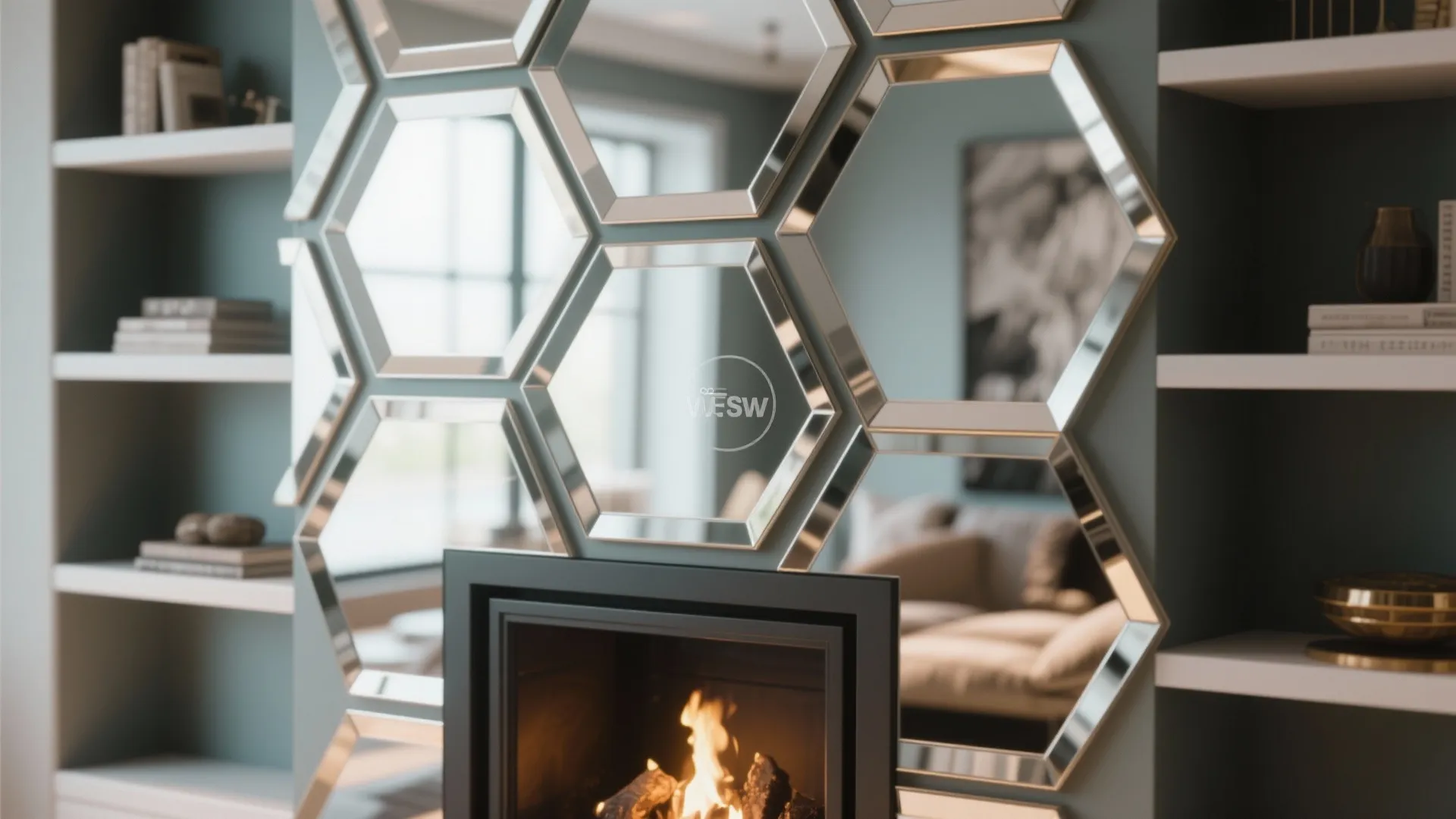 2. Geometric mirrored panels to highlight features