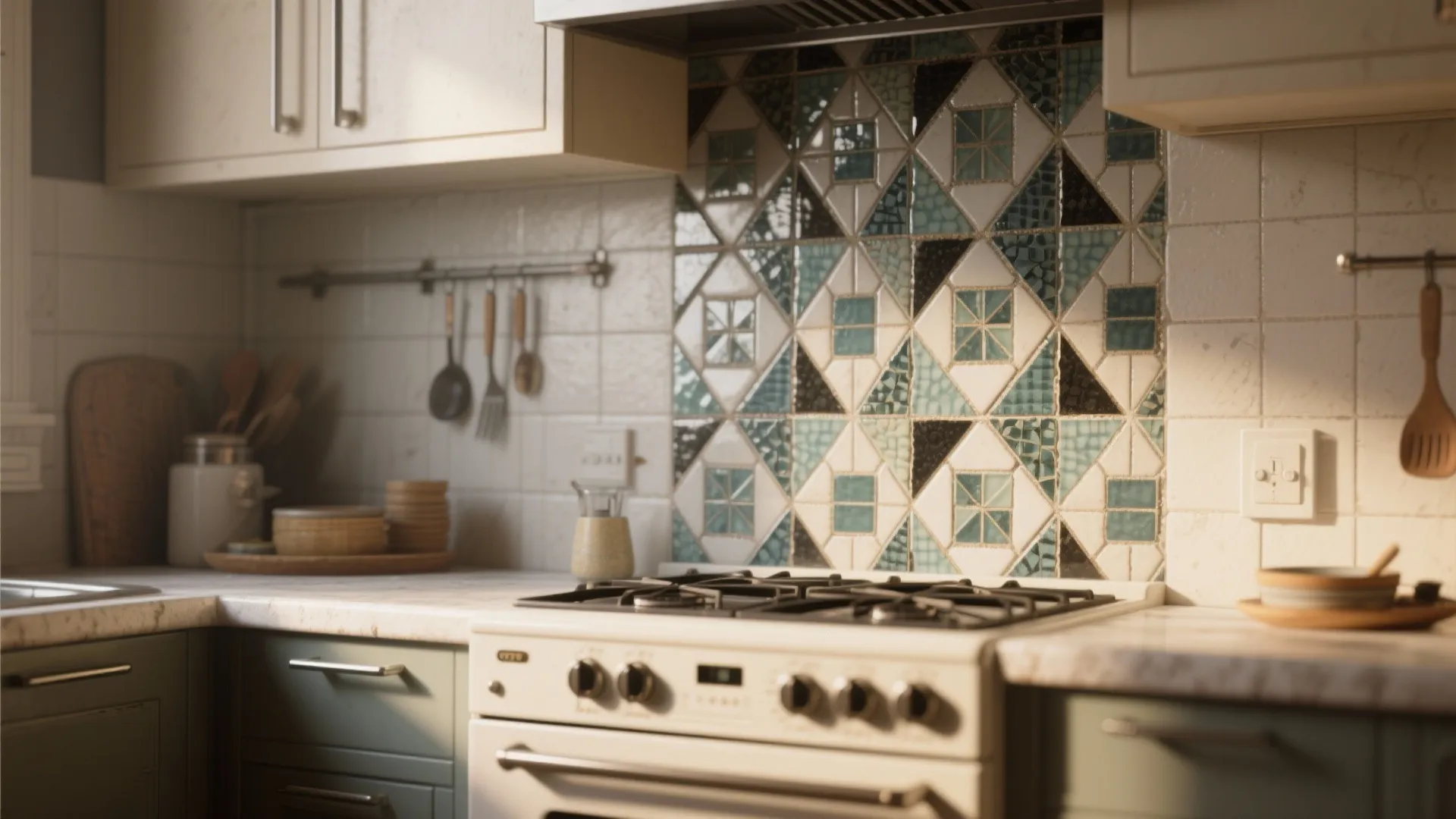 2. Bold geometric mosaics for an accent wall
