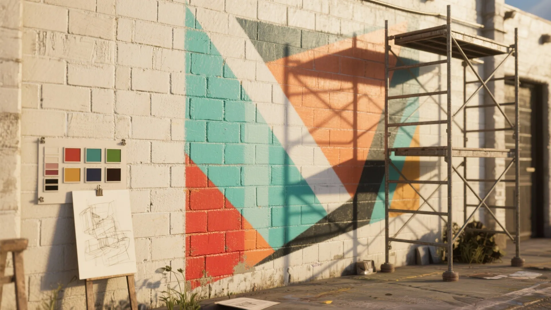 3. Mural or Geometric Accent