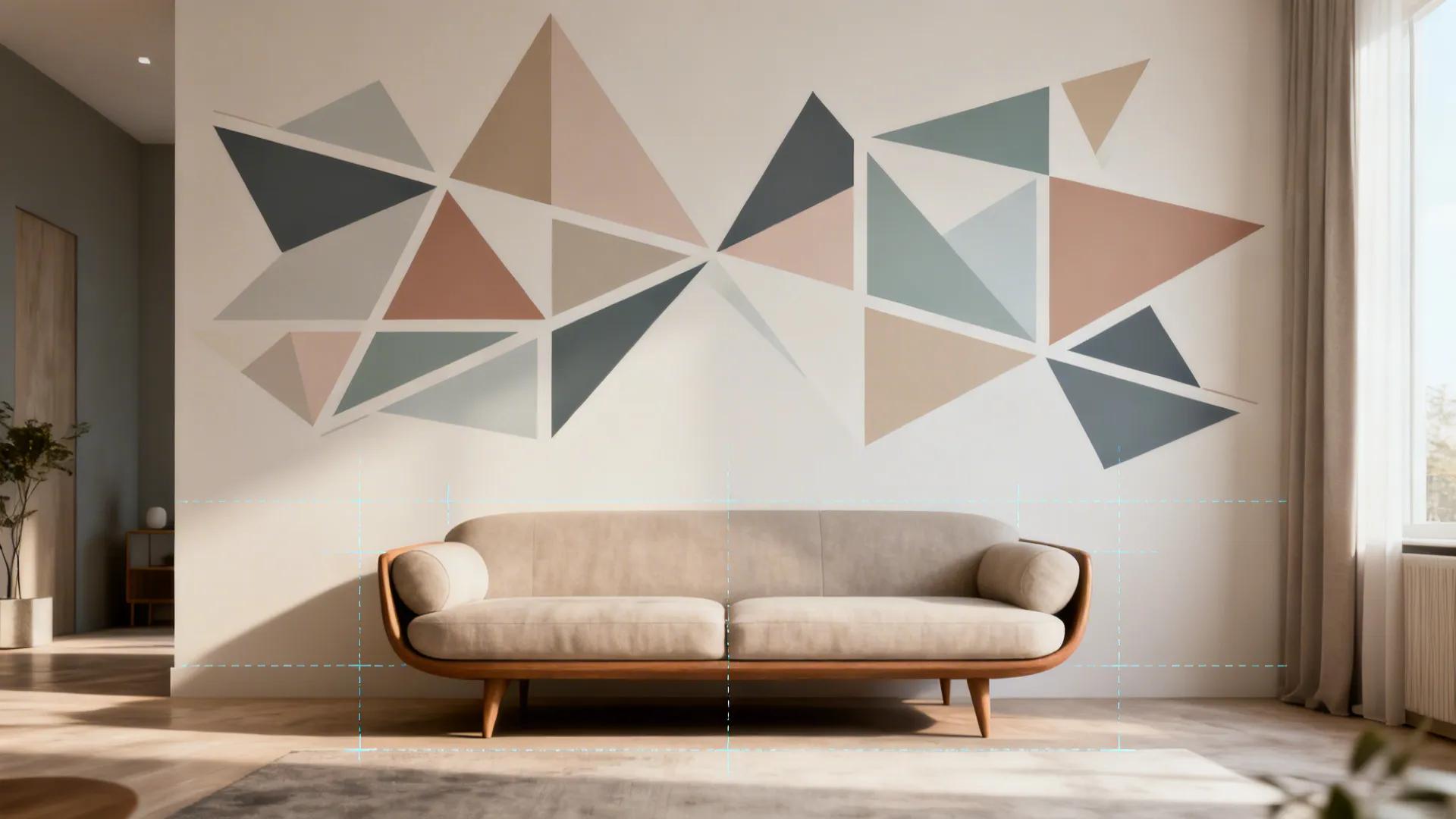 2: Removable geometric murals for modern structure