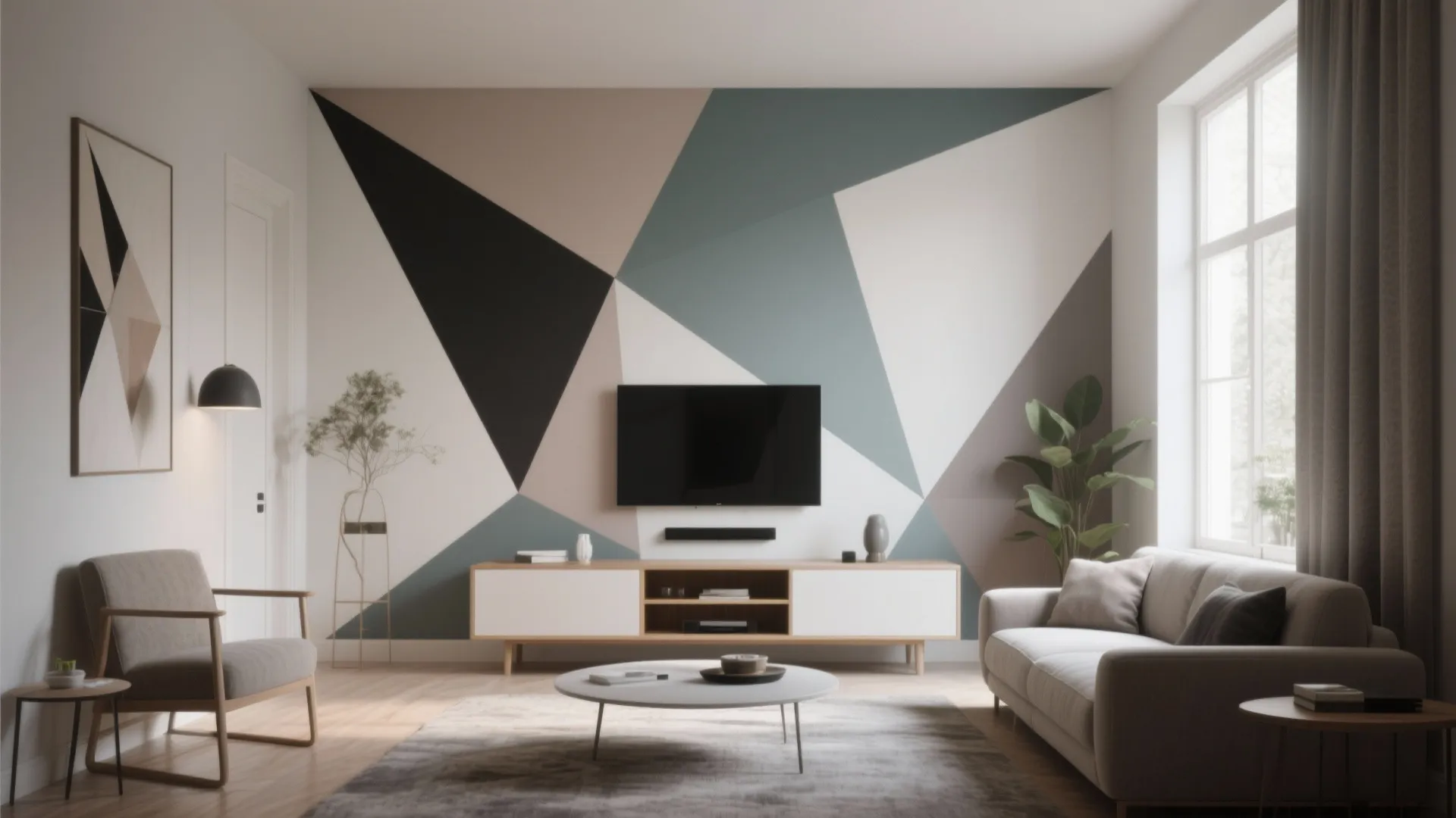 3. Geometric Accent Mural