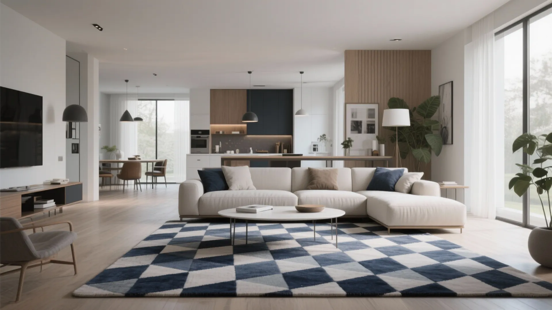 8. Geometric Navy Rugs