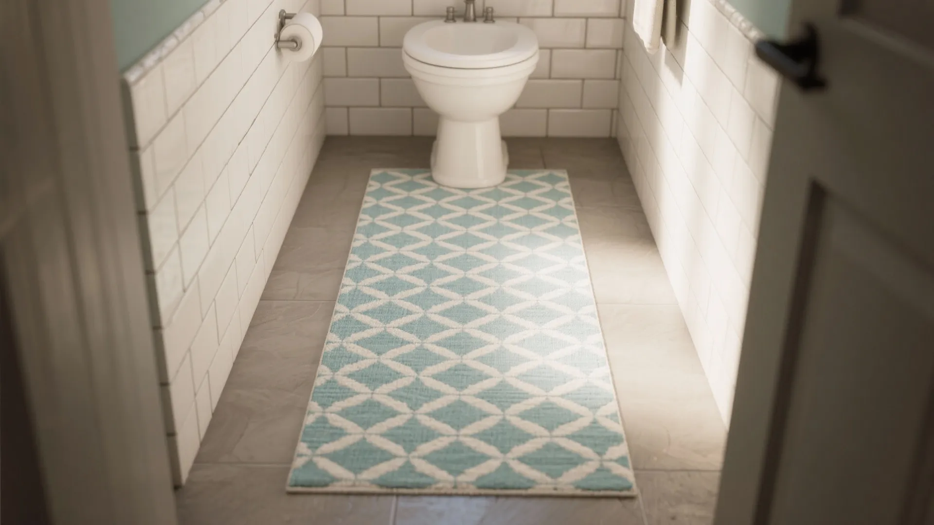3. Bold pattern accents with geometric mats