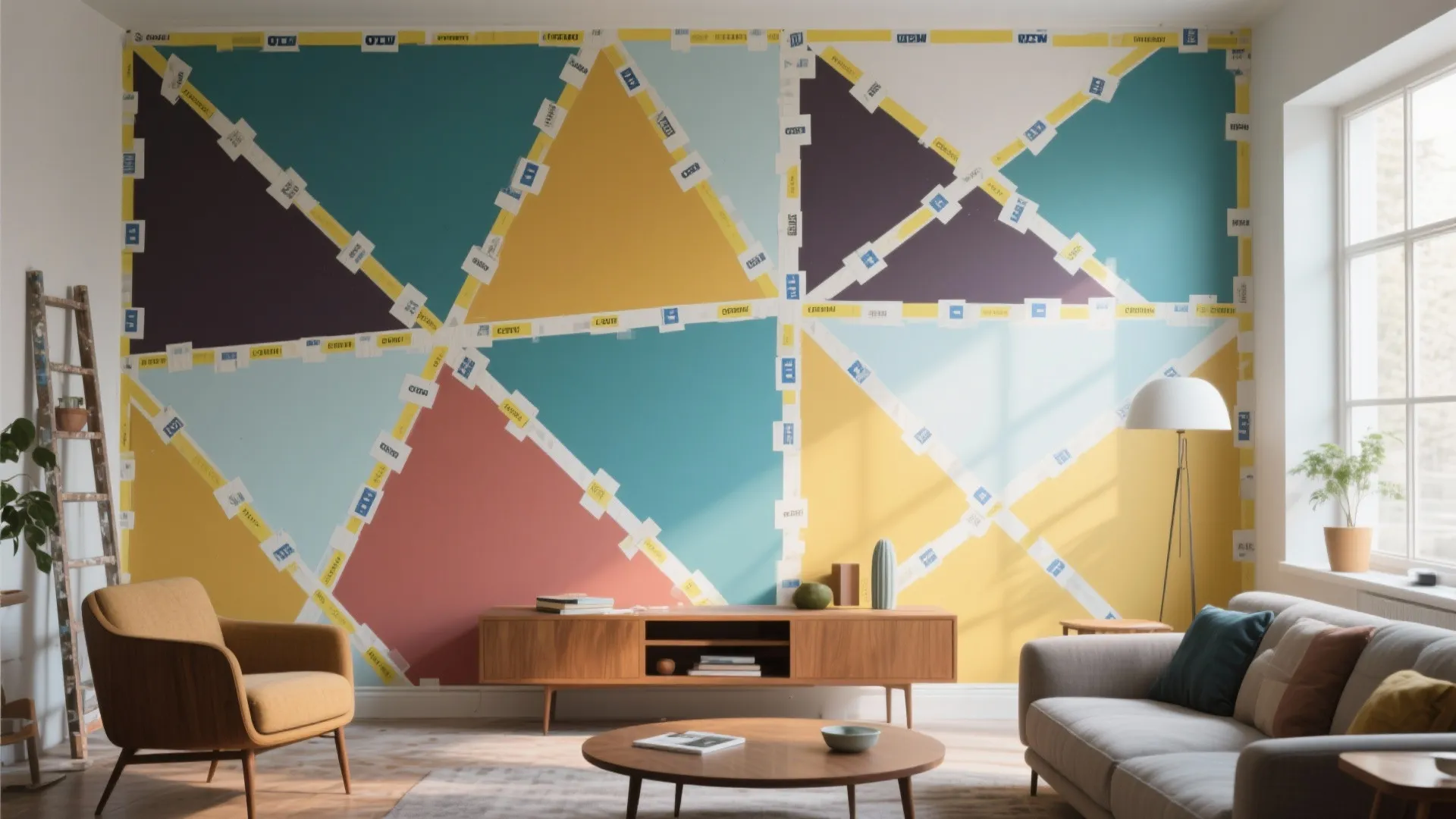 3. Geometric Tape Patterns — Modern Look on a DIY Budget