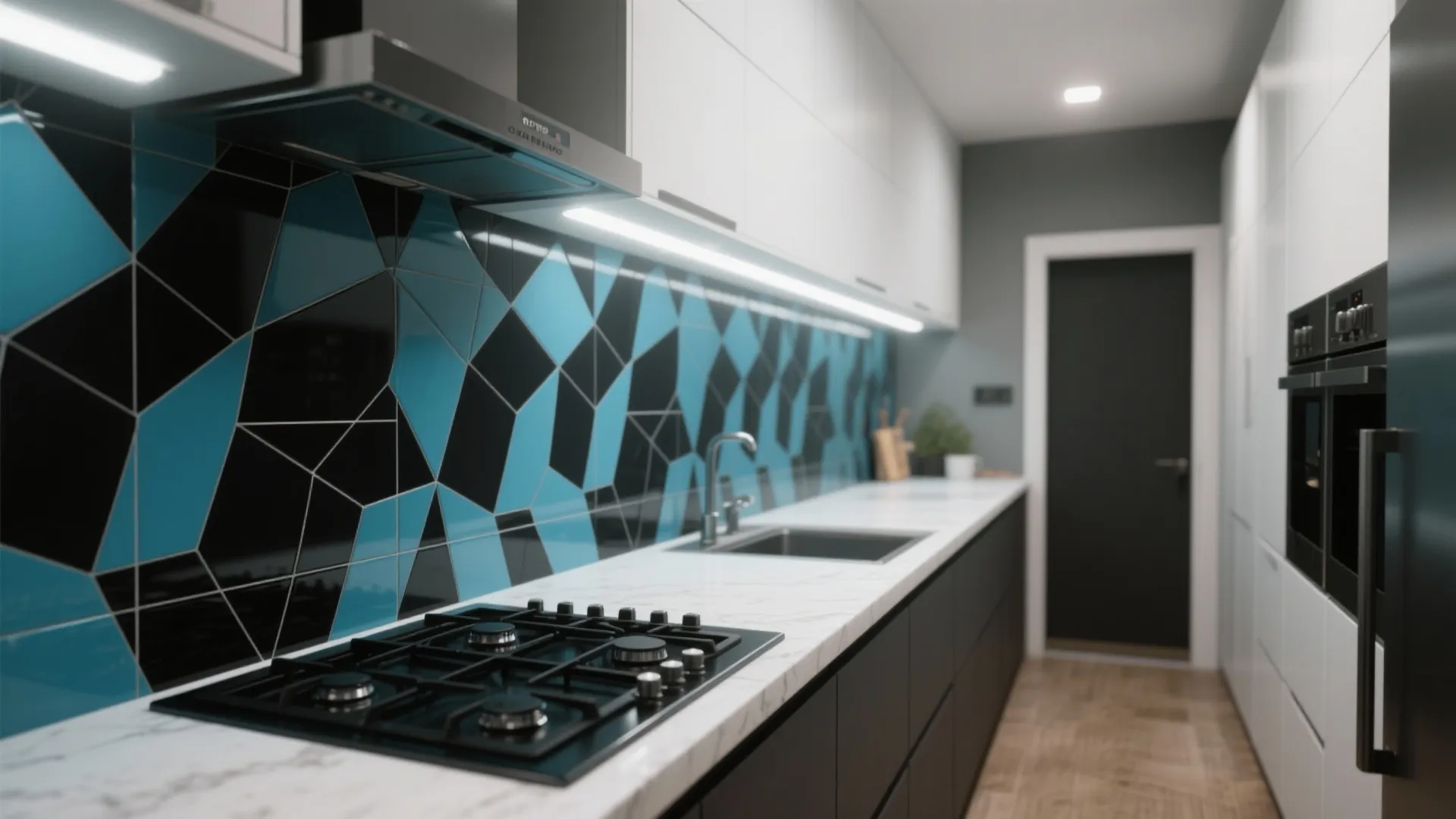 2. Bold Geometric Porcelain