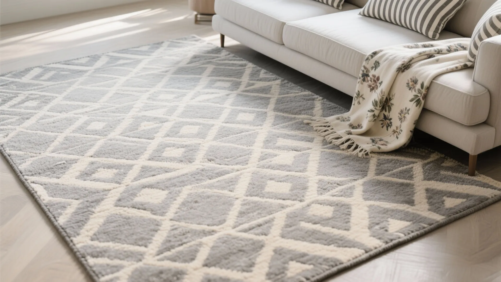 4. Pattern Play: Subtle Prints and Geometric Rugs