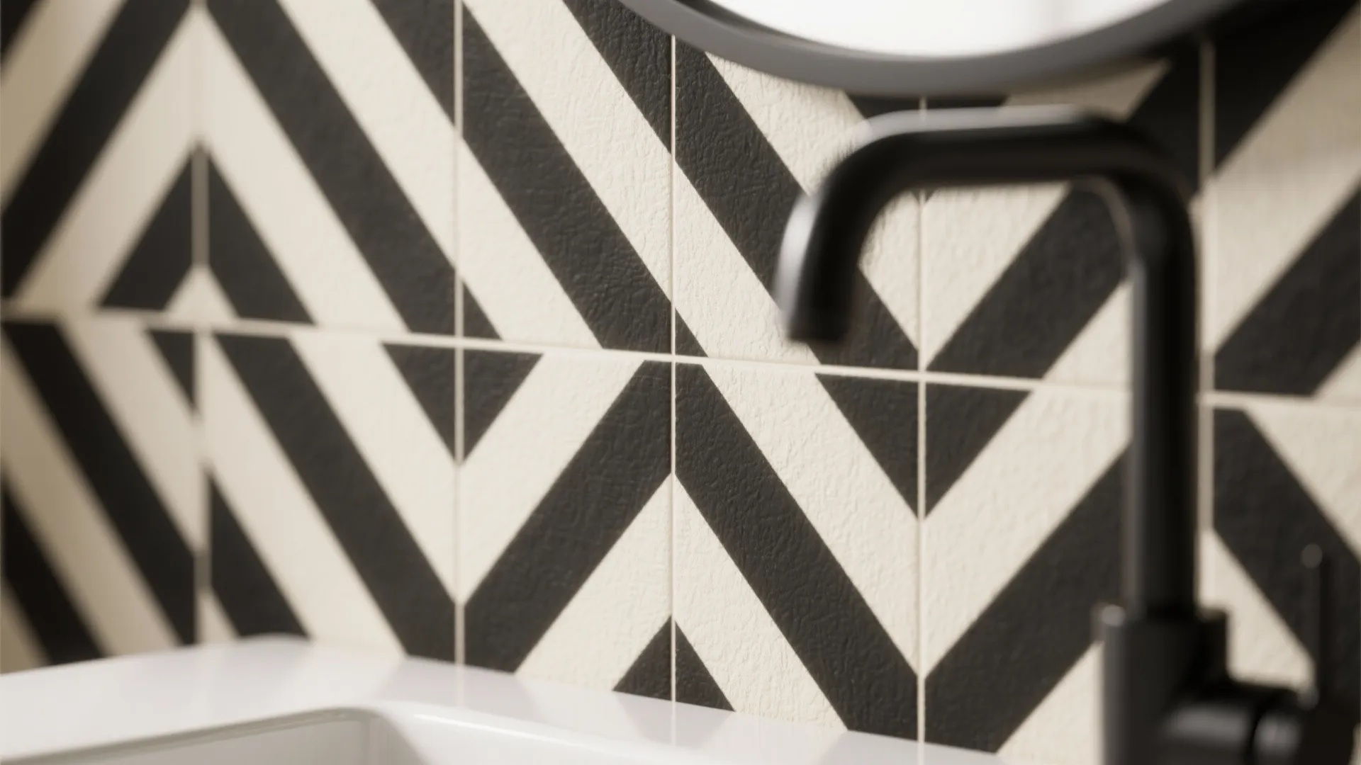 High-Contrast Geometrics with Matte Fixtures