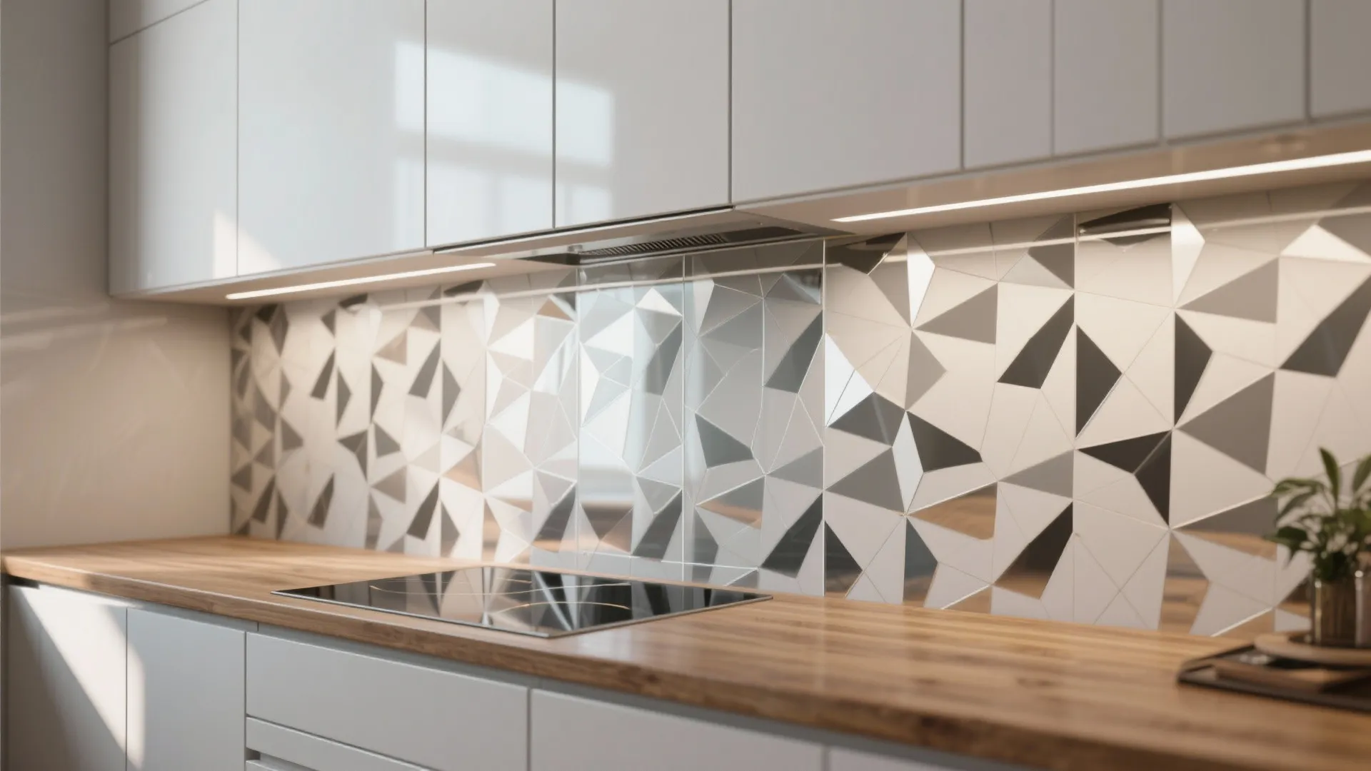 1. Bold geometric strip above the countertop