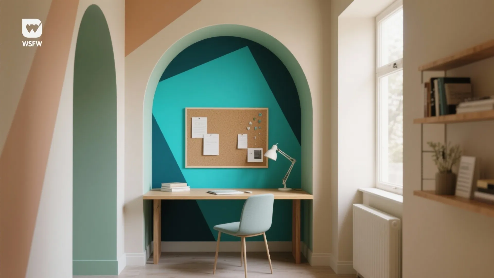 Geometric Mural to Zone a Tiny Study