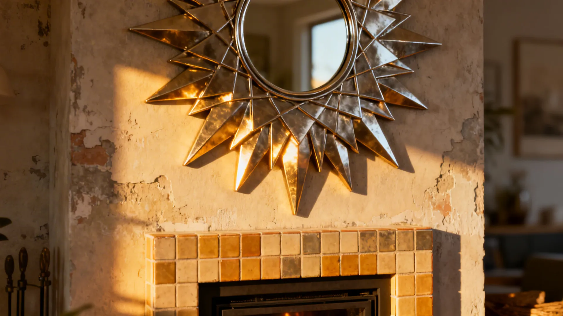 4. Decorative sunburst or geometric mirror as art
