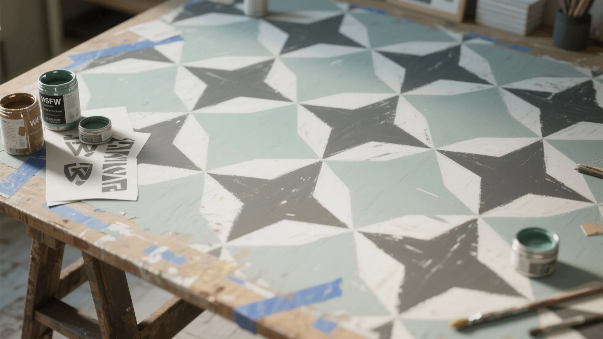 4. Chalk Paint with Geometric Accent