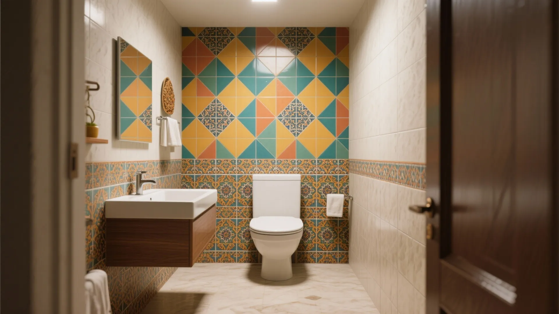 Bright Tiles with Geometric Patterns