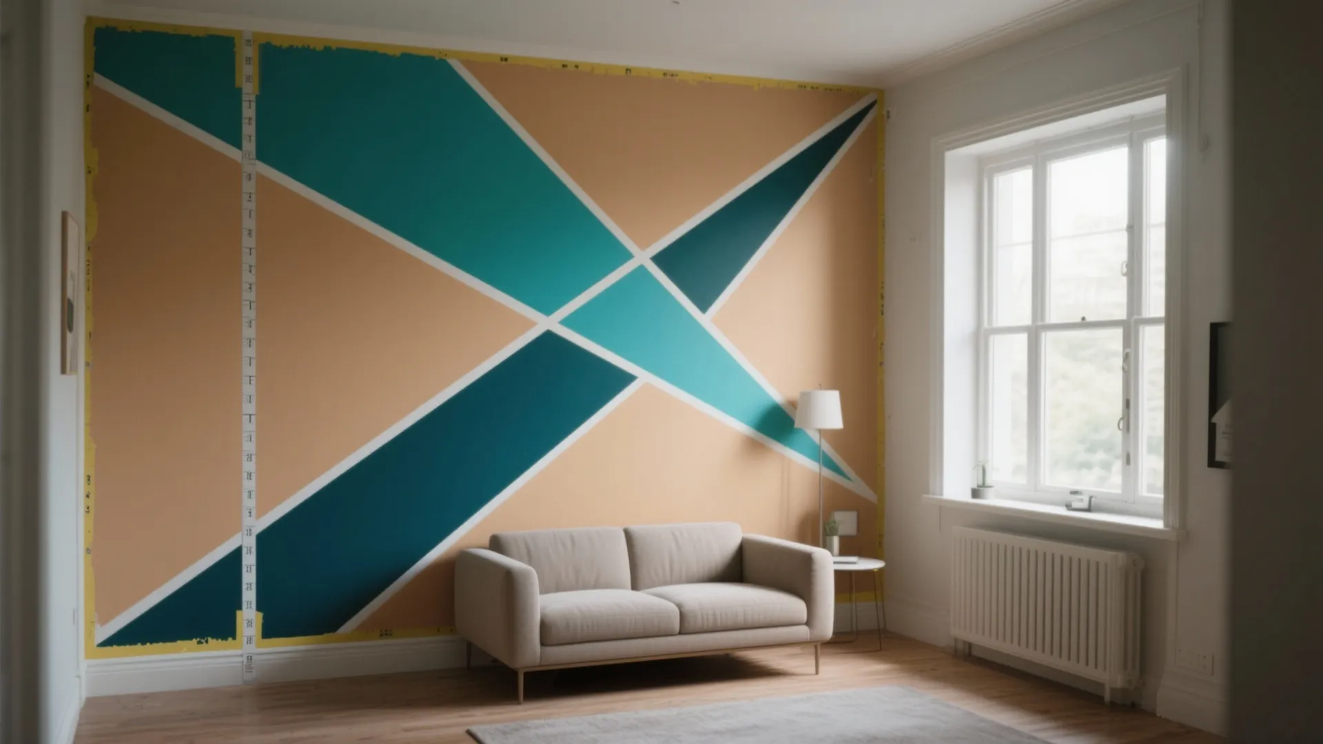 1. Bold feature wall with geometric shapes